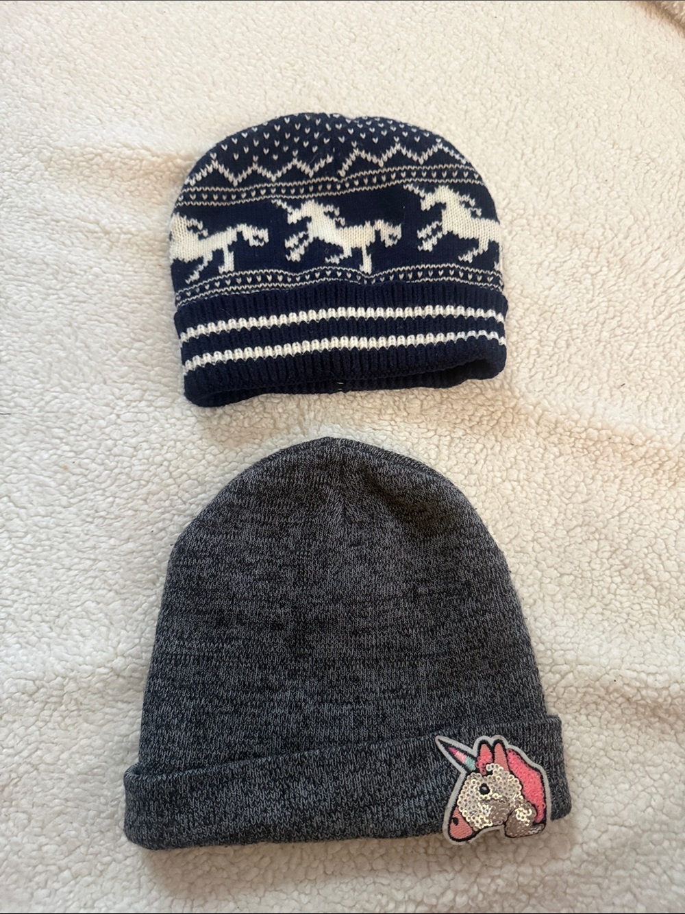 Arizona Jean Company Navy & Gray Kids Horse Knit Beanie Set